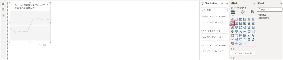折れ線グラフビジュアルを配置